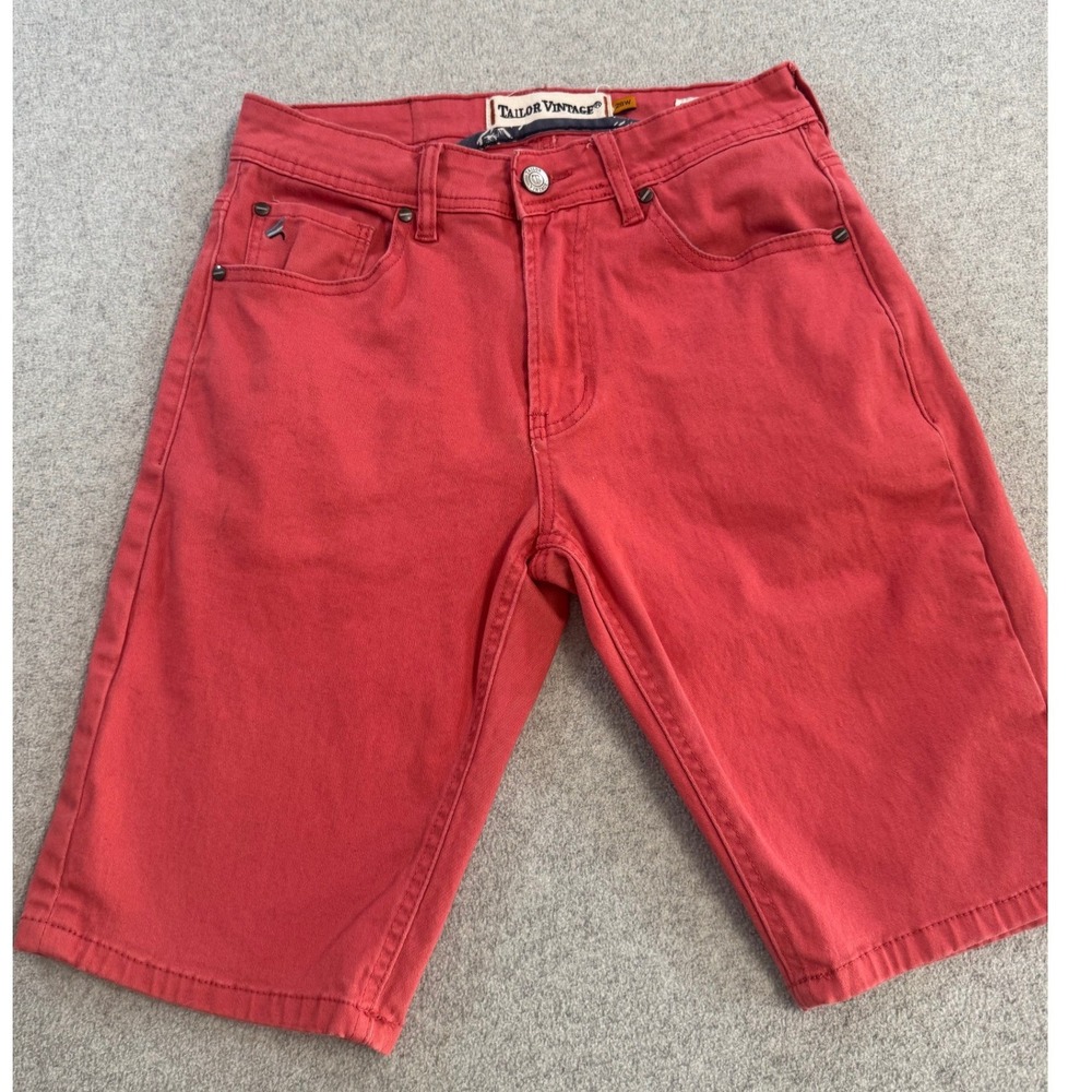 Tailor Vintage Shorts Mens 28 Red Slim Fit Comfort Stretch Walking Chino